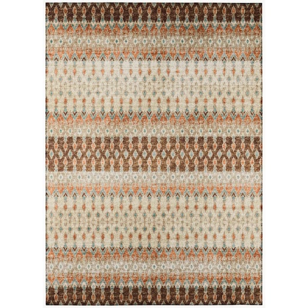 Addison Rugs Bravado Brown 5 ft. x 7 ft. 6 in. Geometric Indoor/Outdoor Washable Area Rug