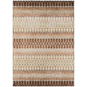 Bravado Brown 8 ft. x 10 ft. Geometric Indoor/Outdoor Washable Area Rug