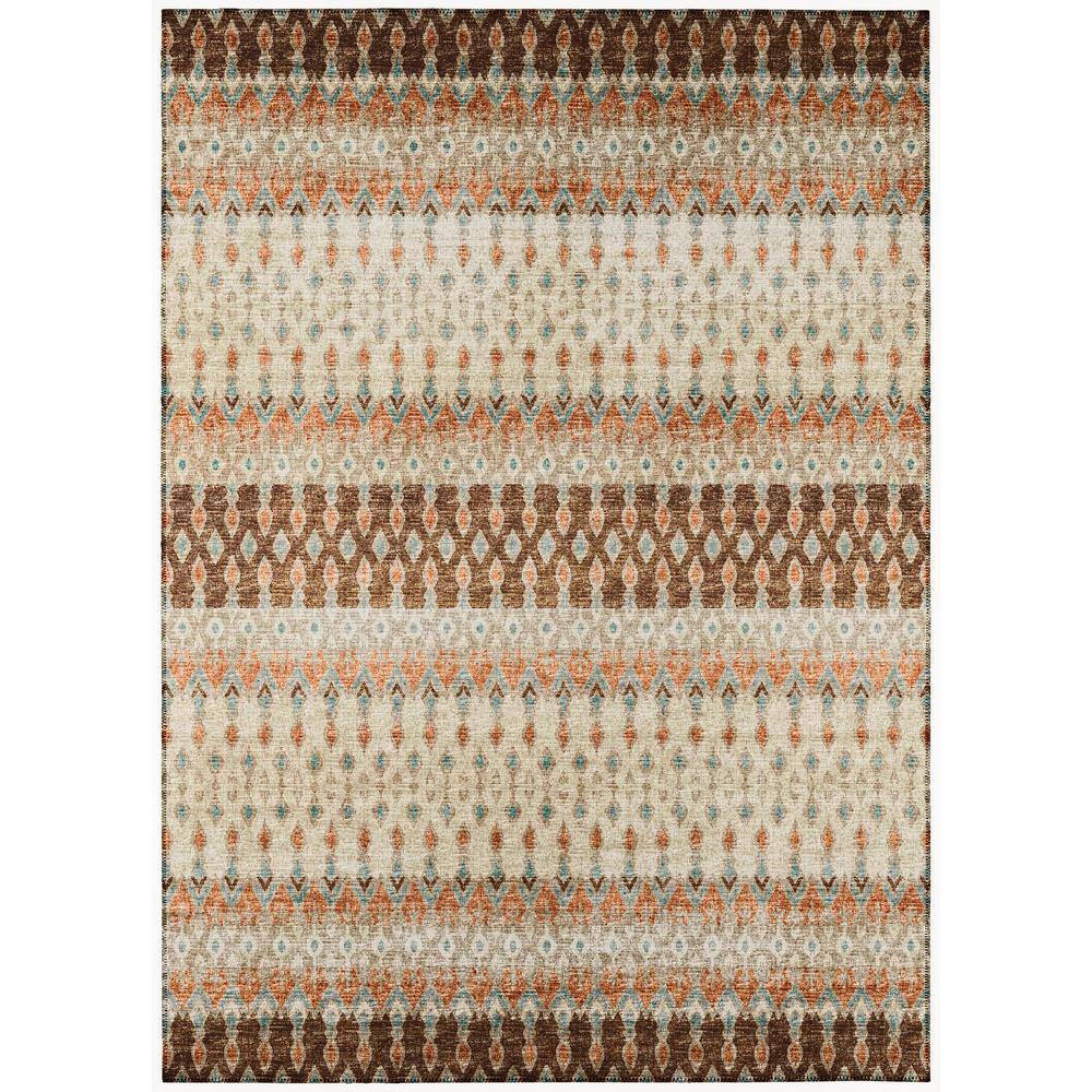 Bravado Brown 9 ft. x 12 ft. Geometric Indoor/Outdoor Washable Area Rug