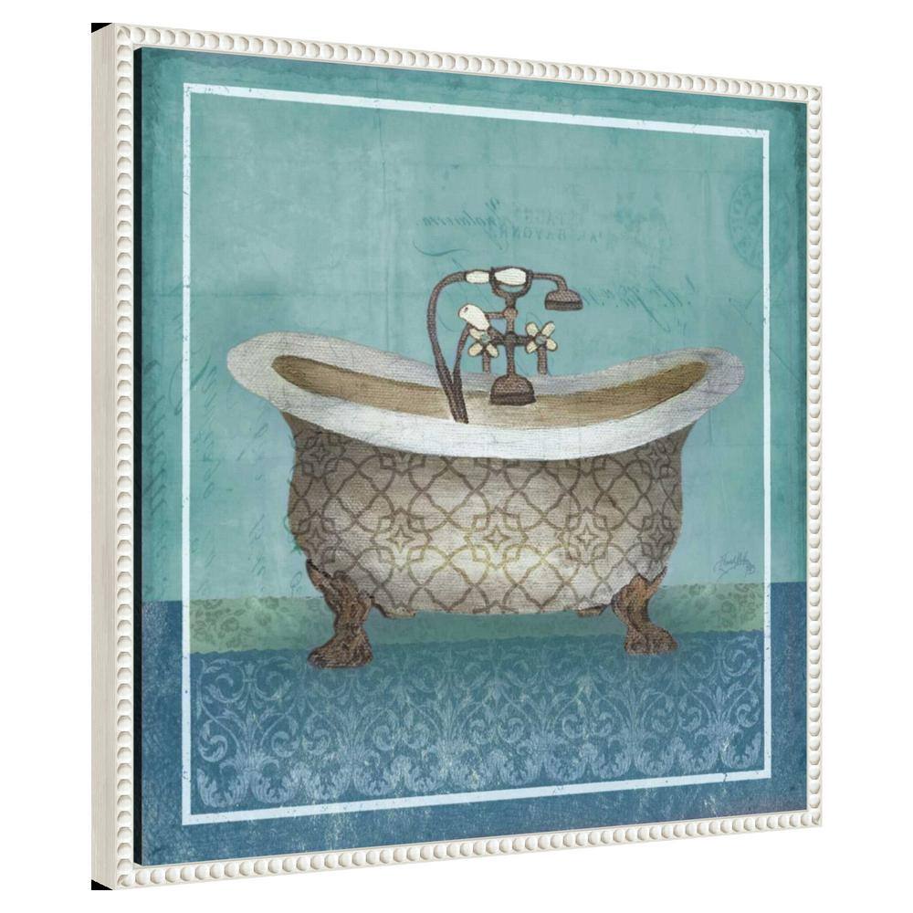 Regal Blue Bathtub Beaded Framed Canvas Wall Art