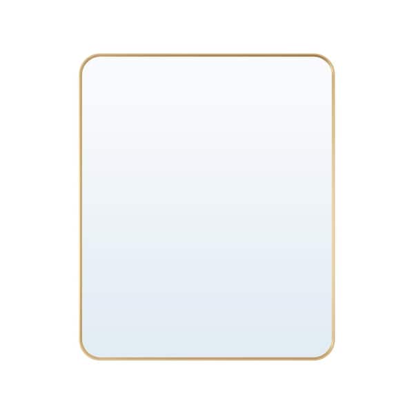 30 in. W x 36 in. H Rectangular Aluminium Framed Wall Mount Bathroom Vanity Mirror in Brushed Gold