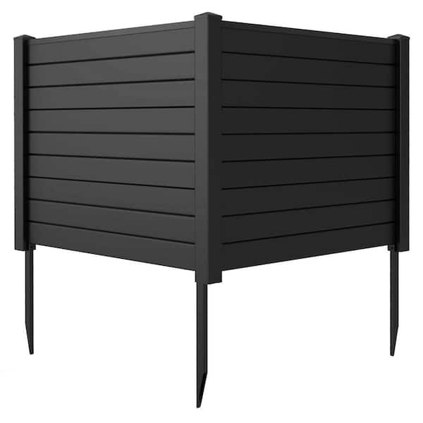 Costway 37.5 in. Plastic Garden Fence Screen Panel Kit with 3 Ground Stakes Black