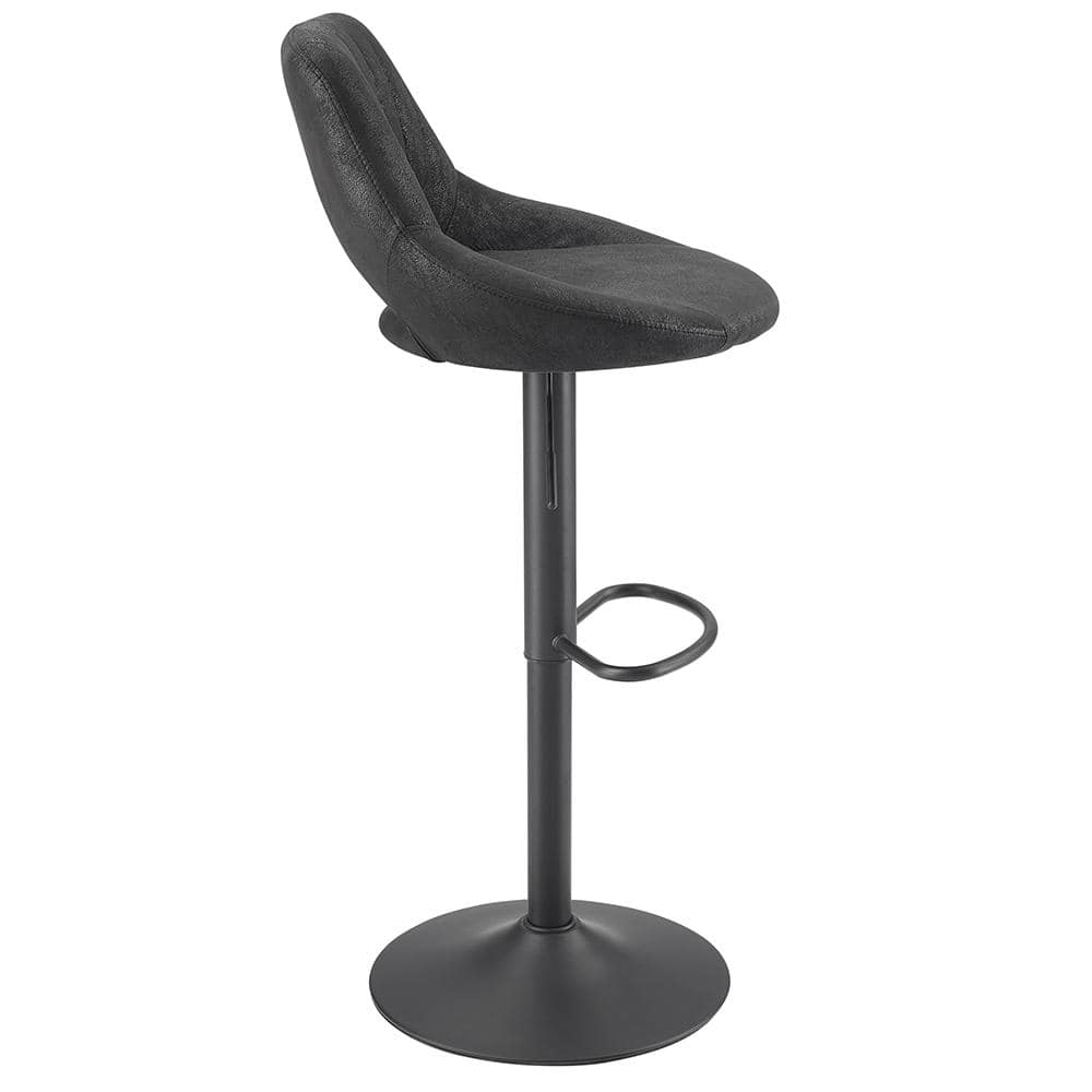 Adjustable Height Swivel Barstools, Set of 2, Black Faux Leather