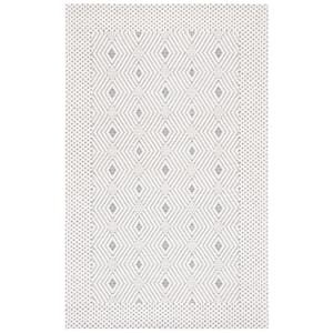 Marbella Ivory Grey Doormat 3 ft. x 5 ft. Geometric Plaid Area Rug