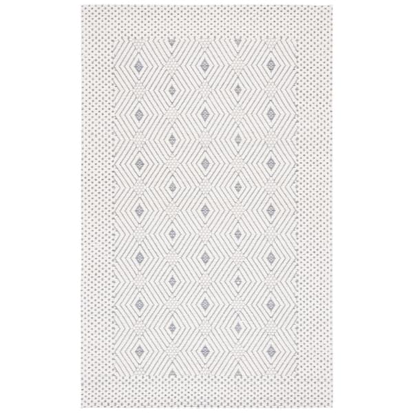 SAFAVIEH Marbella Collection Ivory Grey 4 ft. x 6 ft. Geometric Plaid Area Rug