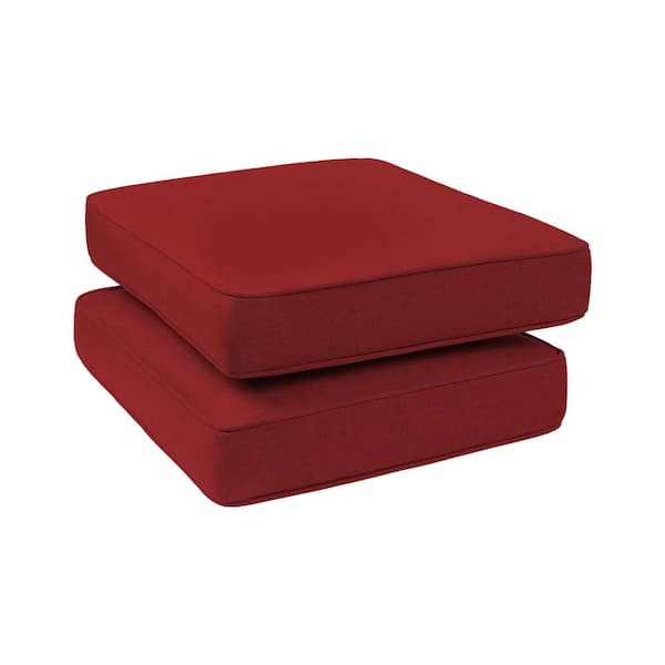 HAVEN WAY 23 in. x 19 in. 1-Piece Universal Outdoor Ottoman Cushion in Red (2-Pack)
