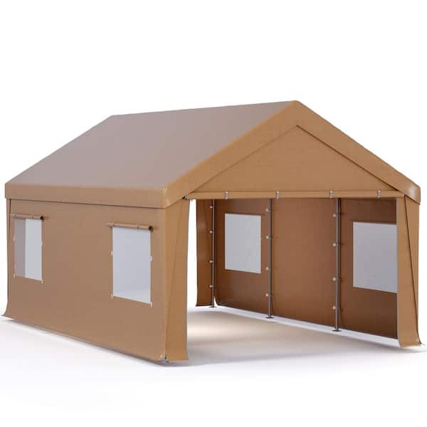 12 ft. W x 20 ft. D Portable Garage, UV and Waterproof Resistant All-Season Carport/Roll-Up Ventilated Windows,Yellow
