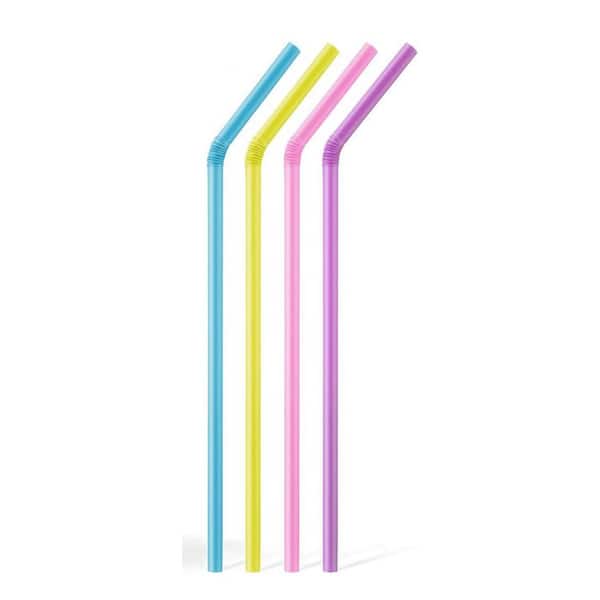 Colorful Multicolor Disposable Poly Lactic Acid Plant-Based Flexible Drinking Straws Eco Friendly 200 Per Case