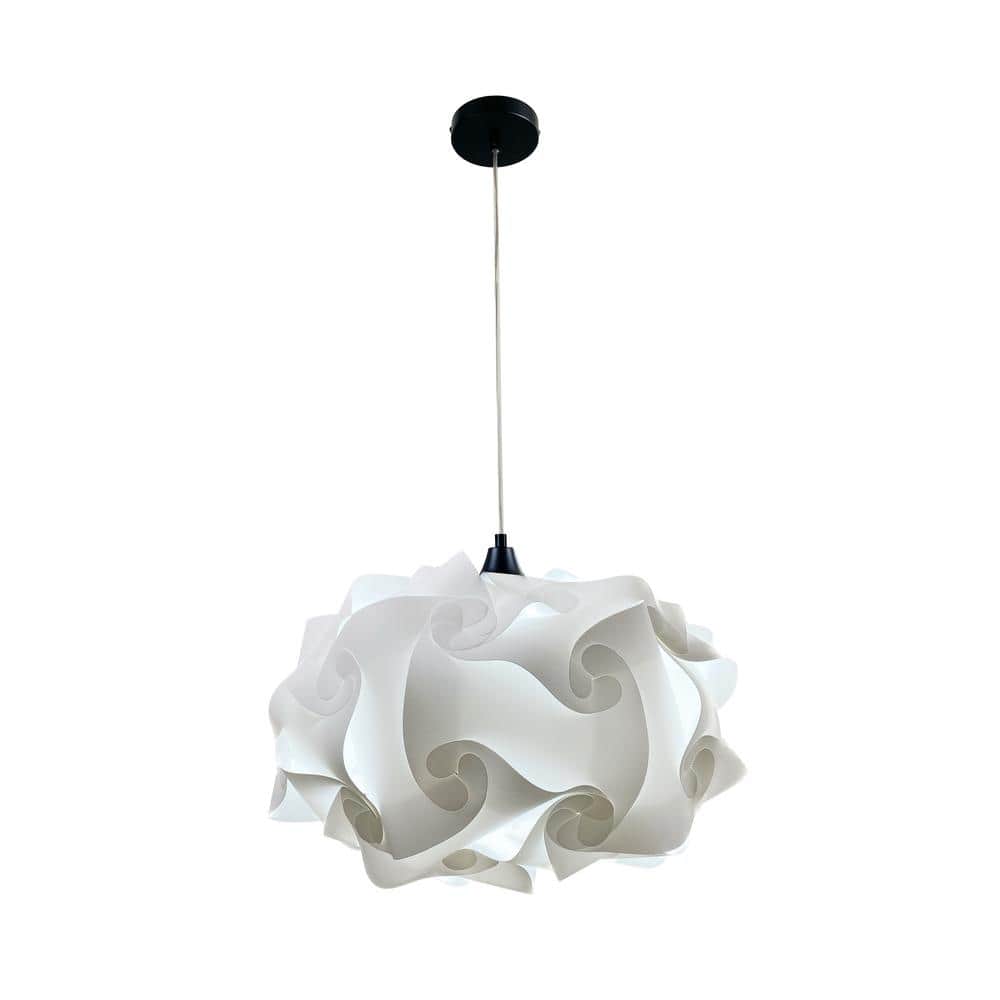 Cloud 1-Light White Shaded Pendant Light, Large, Black