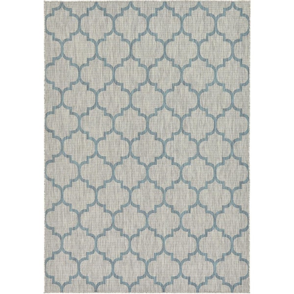 Unique Loom Outdoor Trellis Gray 7' 0 x 10' 0 Area Rug