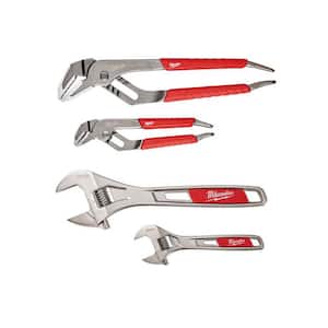 6 in. and 10 in. Straight-Jaw Pliers Set with 6 in. and 10 in. Adjustable Wrench Set (4-Piece)