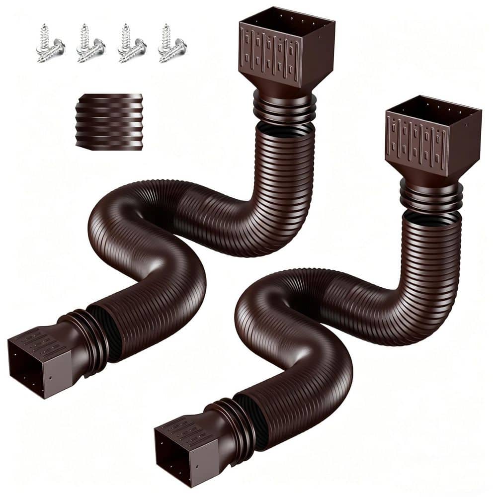 2 Pack Brown 2 in. x 10 ft. Rain Gutter Downspout Extensions, Flexible Corrugated Drain Pipe for Rainwater Drainage price history on PriceWatchPro