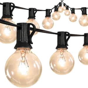 25-Light Indoor/Outdoor 25 ft. Plug-in Contemporary Rustic Incandescent G40 Bistro Globe Bulb String Lights, Black