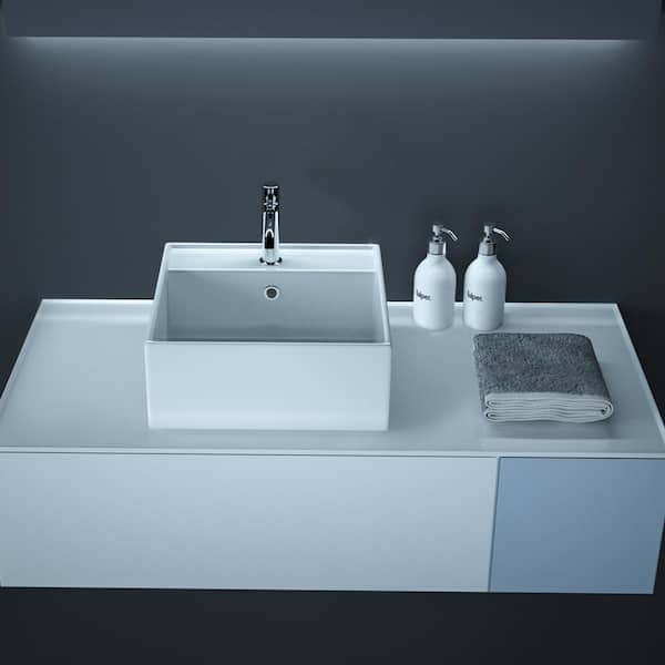 Satico Amuering 16 in. Topmount Bathroom Sink Basin in White