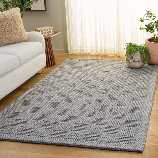 Natura 4 ft. x 6 ft. Gray Tile Plaid Area Rug