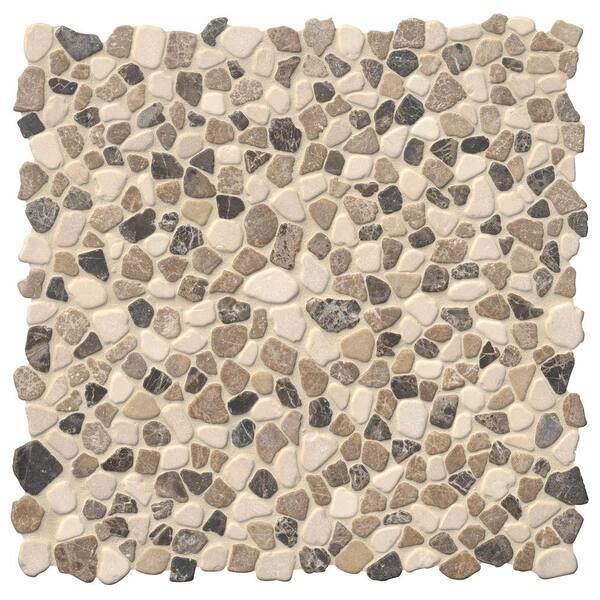 Mix Marble Pebbles 12 in. x 12 in. Textured Marble Mesh-Mounted Mosaic Floor and Wall Tile (0.9 sq. ft./Each)