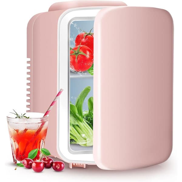 cadeninc 0.14 cu.ft. 6-Can Portable Mini Fridge and Cooler/Warmer, for Food, Drinks, Skincare, Office Desk, Pink