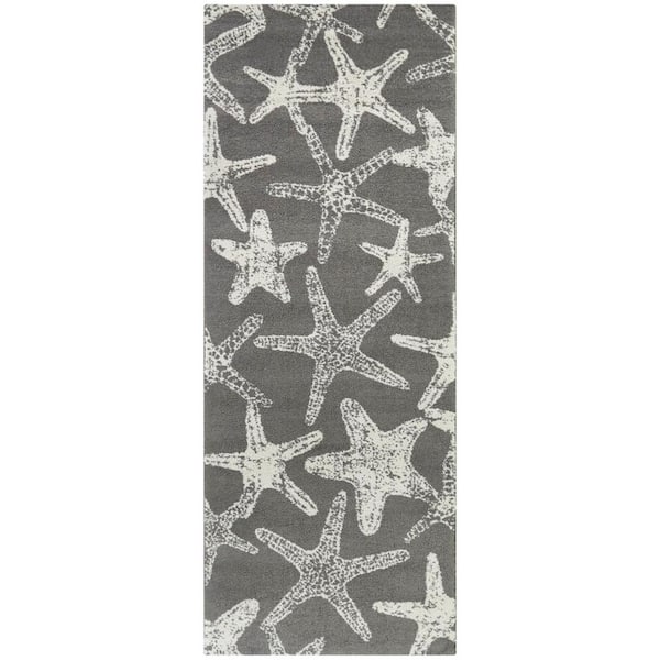 Leyton Grey 3 ft. x 7 ft. Starfish Runner Rug