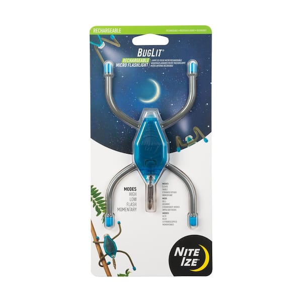 Nite Ize BugLit Rechargeable Micro Flashlight in Bright Blue/Charcoal