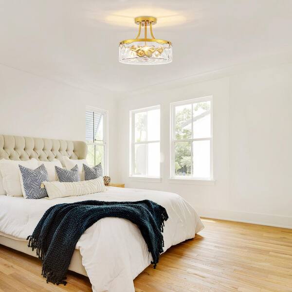 ZSMIHDOH 11.81 in. 3-Light Gold Semi-Flush Mount Ceiling Light