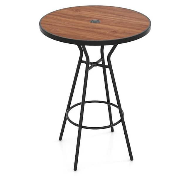 Misopily 28 in. Outdoor Bar Table with Wood-Like Tabletop