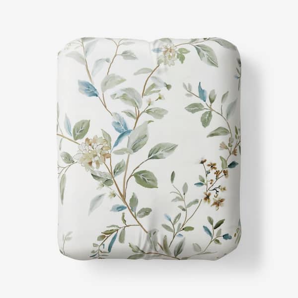 The Company Store Legends Hotel Whispering Leaves Cream Multi Wrinkle-Free Sateen Full Fitted Sheet
