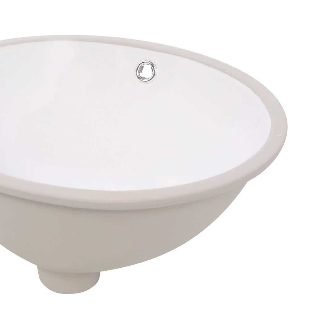 18'' Beige and White Vitreous China Oval Undermount Sink