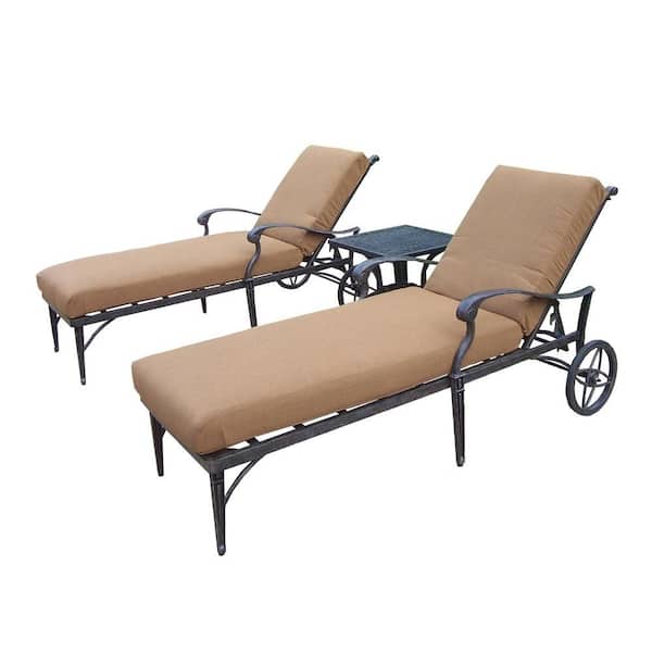 Oakland Living Belmont 3-Piece Patio Chaise Lounge Set with Sunbrella Cushions