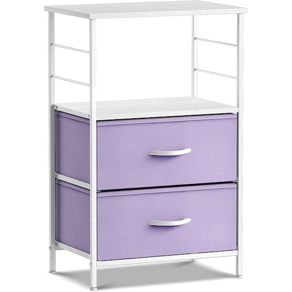 Sorbus 2-Drawer Purple Nightstand 33.75 in. H x 21.62 in. W x 11.75 in. D