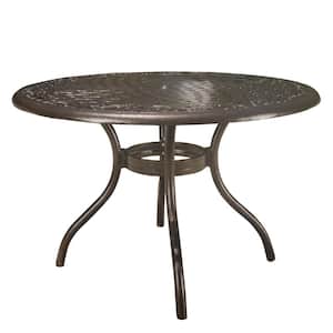 Phoenix Hammered Bronze Round Aluminum Outdoor Dining Table