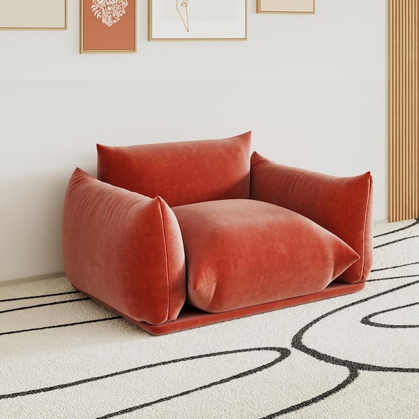 50 in. Flared Arm 1-Piece Chenille Modular Sectional Sofa Chair for Small Spaces Living Room Apartment Office in. Orange