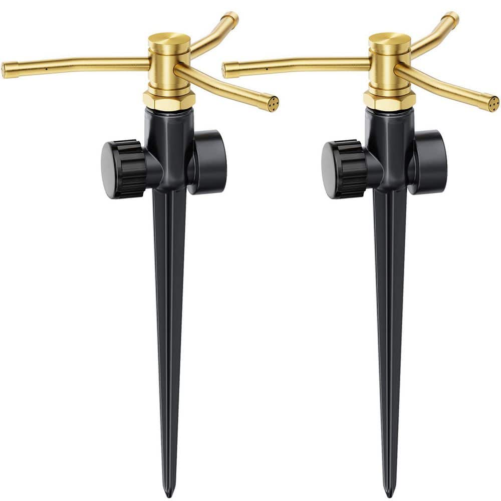 2 Pack Metal Rotary Lawn Sprinklers with Spike Base, 3-Arm 360 Degree Coverage for Garden Irrigation price history on PriceWatchPro
