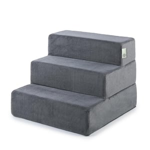 15 in. Small Foam Charcoal 3 of Steps Pet Stairs