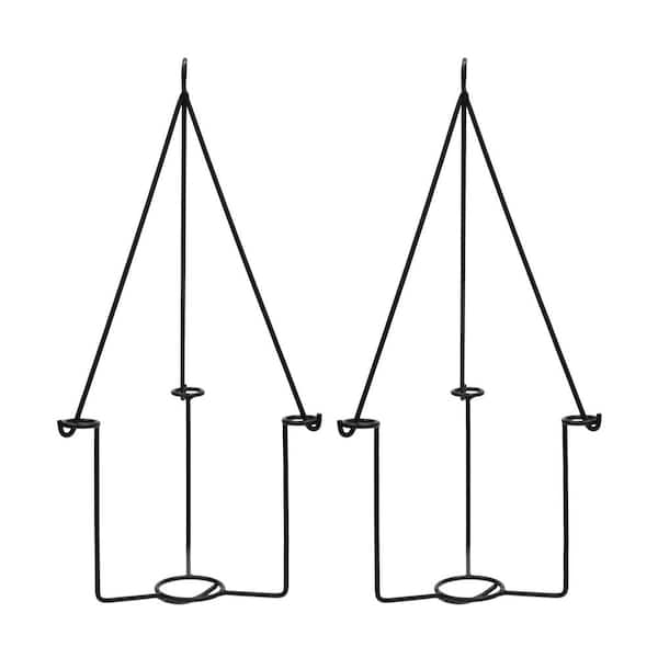 Achla Designs 22.5"H Black Powdercoated Wrought Iron Indoor/Outdoor Vera Plant Hangers (Set of 2)