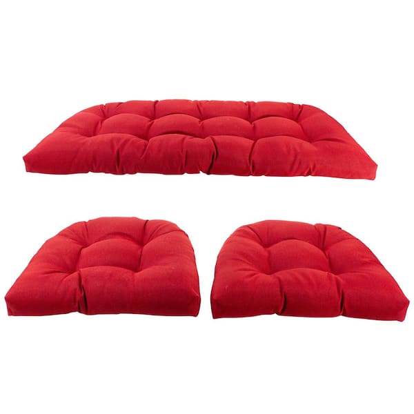 red wicker loveseat cushion