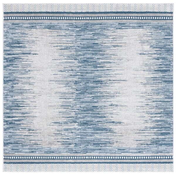 SAFAVIEH Alamo 7 ft. x 7 ft. Gray/Blue Horizontal Transitional Square ...