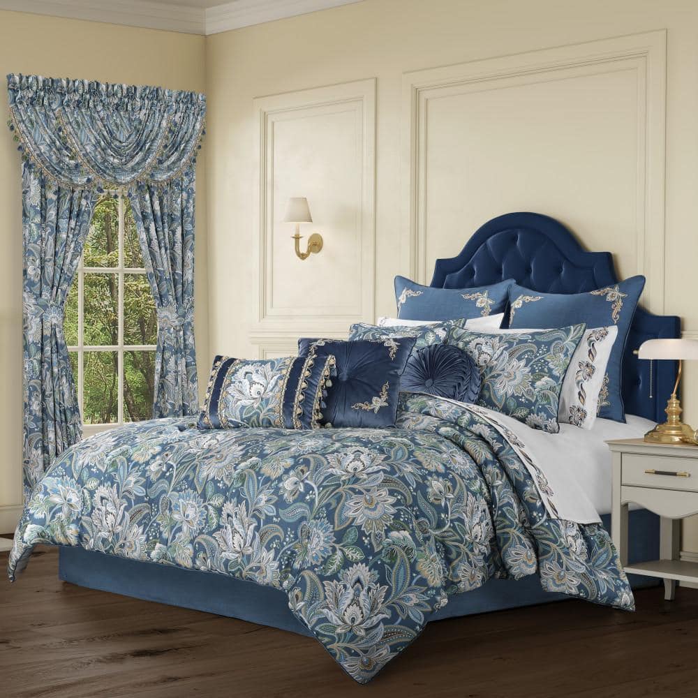 QUEEN STREET NEW YORK Marietta Prussian Navy Cotton King 4-Piece