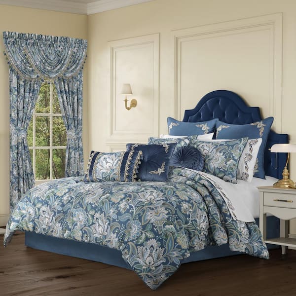 Marietta Prussian Navy Cotton King 4-Piece Comforter Set