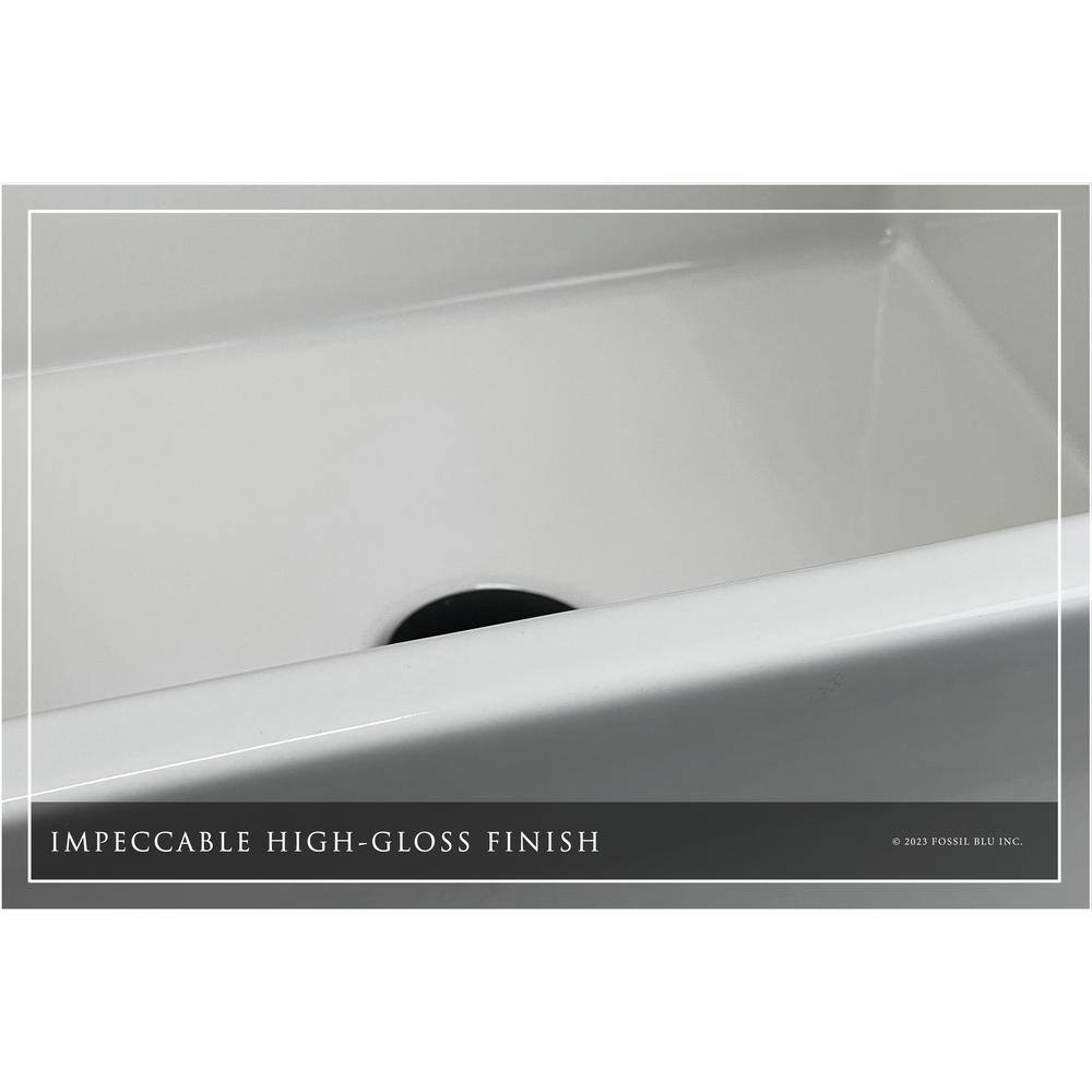 Glossy White Ceramic Rectangular Farmhouse Bathroom Sink