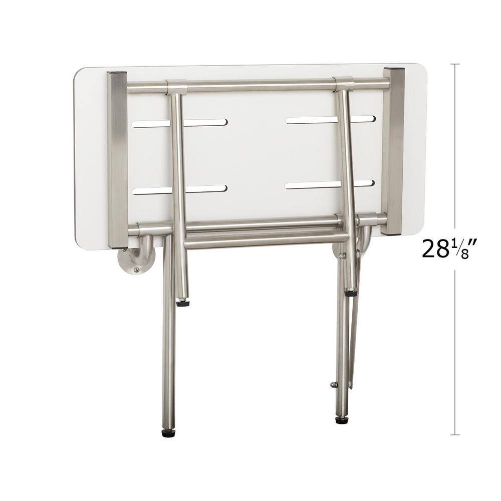 Seachrome White and Silver Adjustable Folding Shower Bench Seat