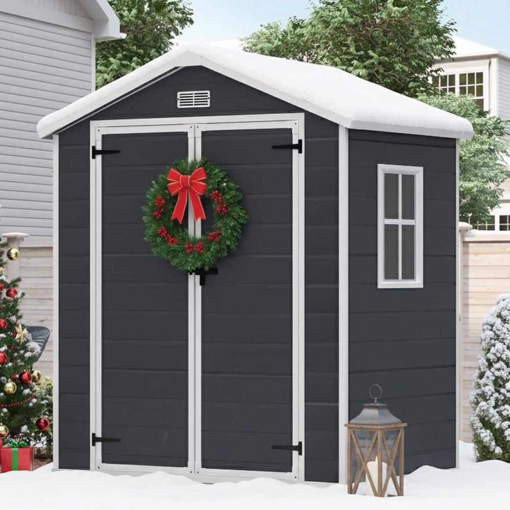 BTMWAY Dark Gray 6 ft. W x 4 ft. D All-Weather Resin Outdoor