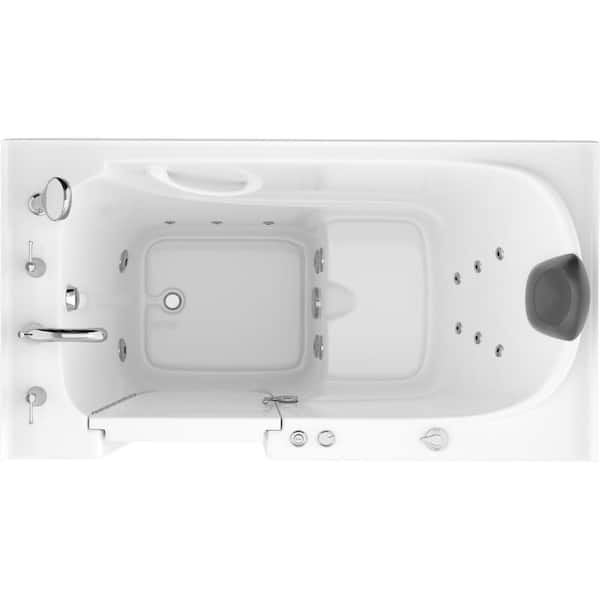Safe Premier Series 32 in. L x 60 in. W Whirlpool Jetted Bathtub with Left Drain in White with Fast Filling Faucet Set