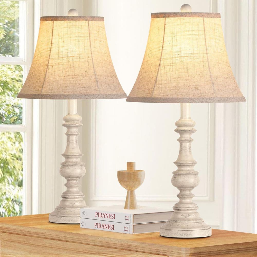 24 in. Traditional Table Lamp (Set of 2), Rustic Farmhouse Bedside Lamps wi