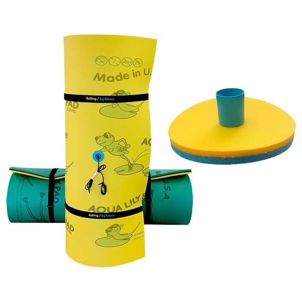 Aqua Lily Pad 20 ft. Bullfrog Floating Island with Floating Beverage Holder (2-Pack)