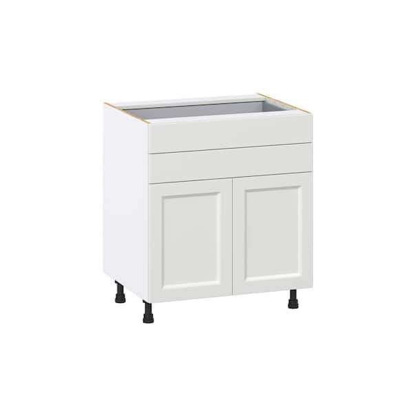 J COLLECTION Alton 30 in. W x 24 in. D x 34.5 in. H Painted White Shaker Assembled Base Kitchen Cabinet with Two 5 in. Drawers