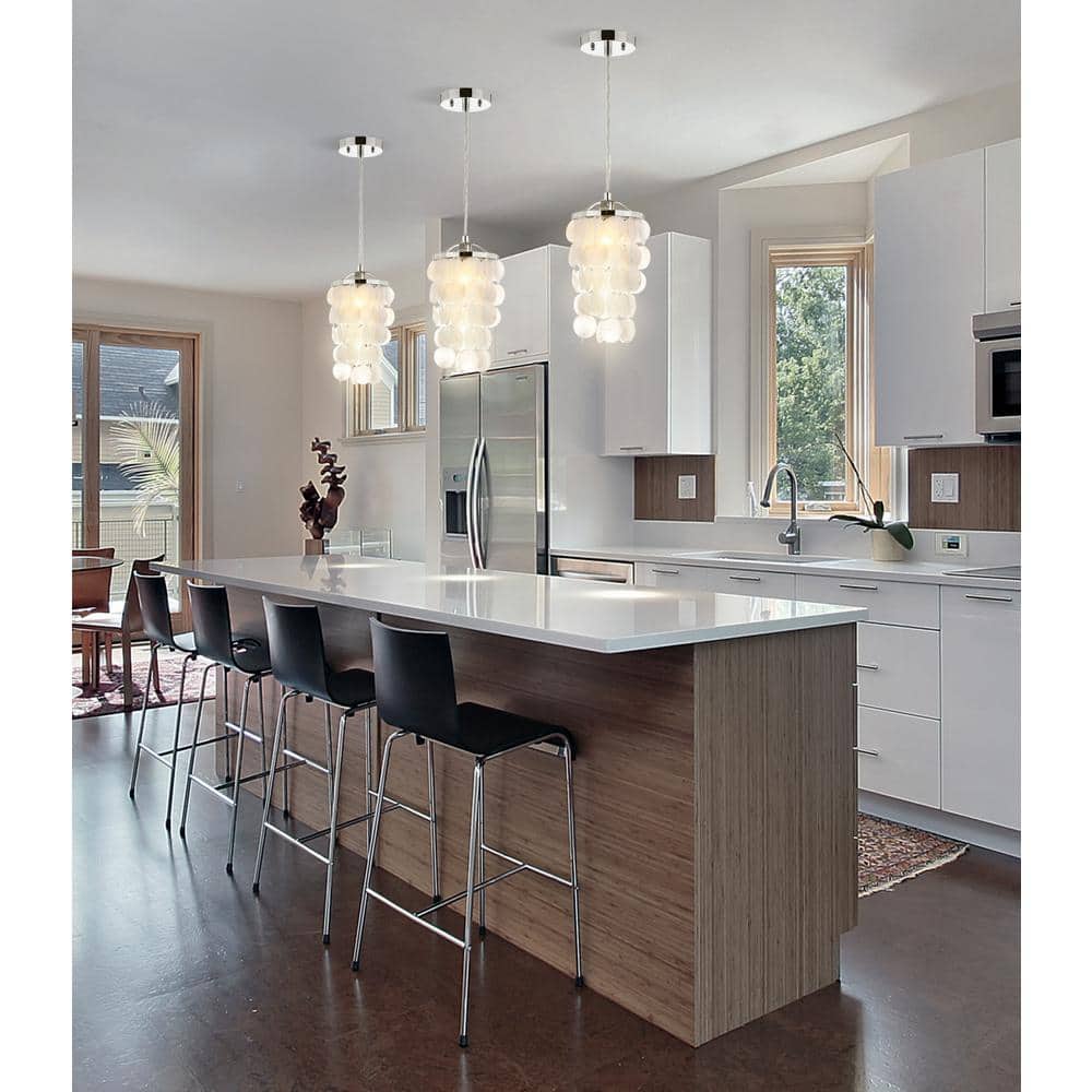 Cayla 7" White Glass LED Drum Pendant Chandelier
