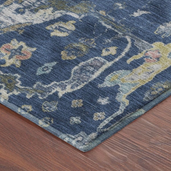 Mayfield Premium Machine Washable Abstract AMF2233 Navy 8 ft. x 10 ft. Area Rug