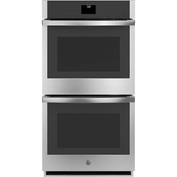 GE 27 in. Smart Double Electric Wall Oven with Convection (Upper Oven) Self-Cleaning in Stainless Steel