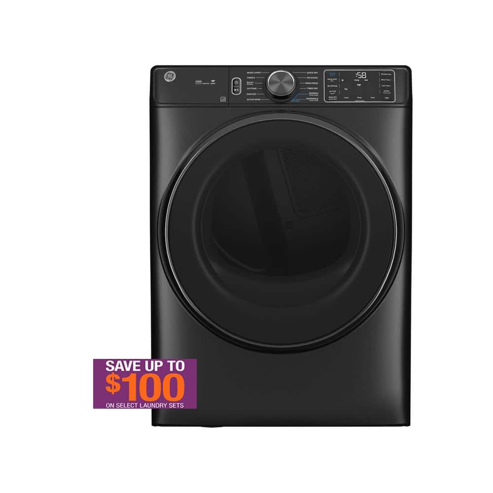 GE 7.8 cu.ft. Smart Front Load Electric Dryer in Carbon Graphite with Steam and Sanitize