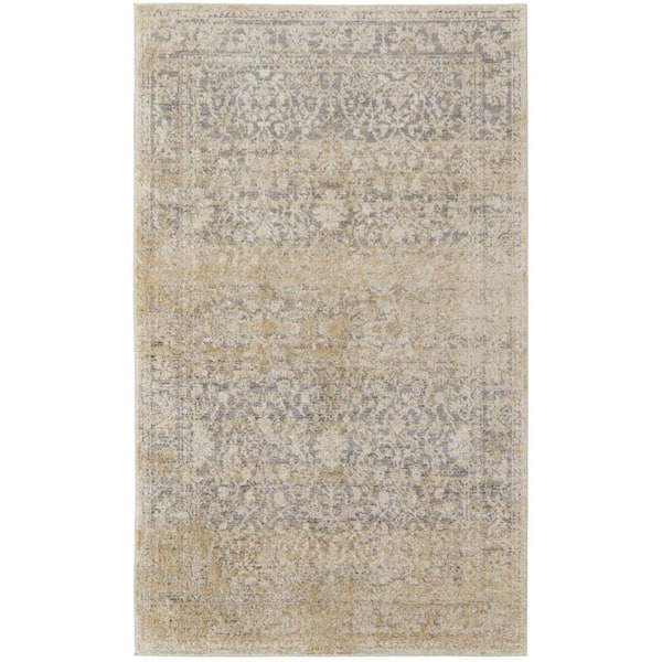 HomeRoots Gray and Ivory 4 ft. x 6 ft. Abstract Area Rug
